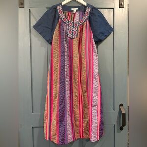 Go Softly Embroidered Cotton Colorful Dress Size Small